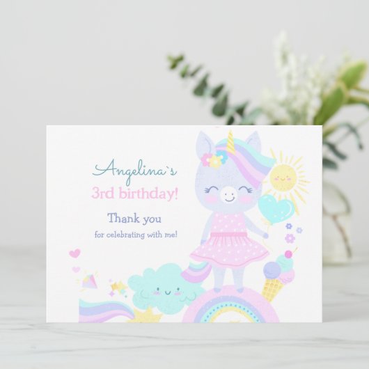 Wohnung Dankeschön Karte zum 3. Geburtstag. (Stehend Vorderseite)