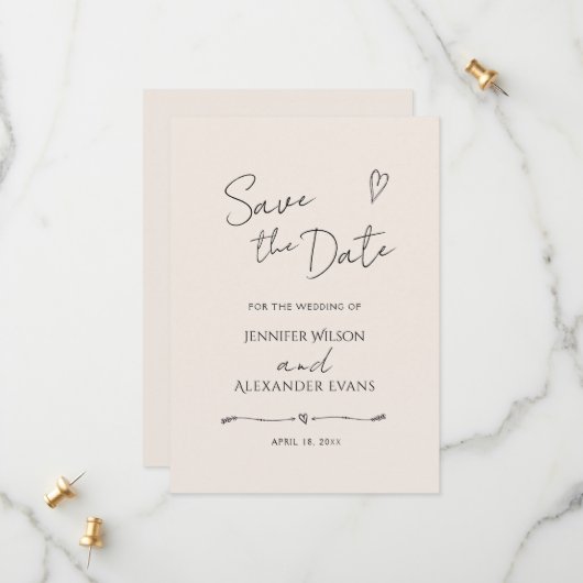 Wohnung Save the Date Karte für eine Hochzeit. (Vorderseite/Rückseite Beispiel)