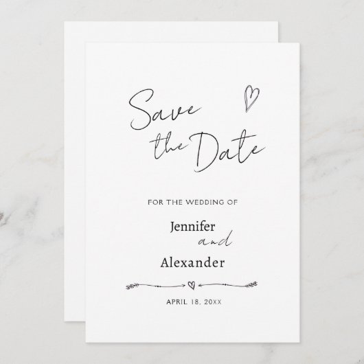 Wohnung Save the Date Karte für eine Hochzeit. (Vorne/Hinten)