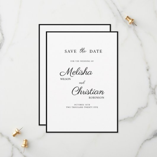 Wohnung Save the Date Karte für eine Hochzeit. (Vorderseite/Rückseite Beispiel)