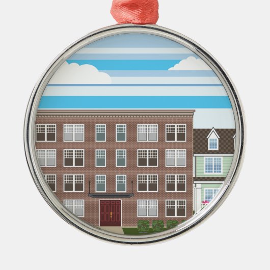 Wohnungs-Gebäude Silbernes Ornament (Vorne)