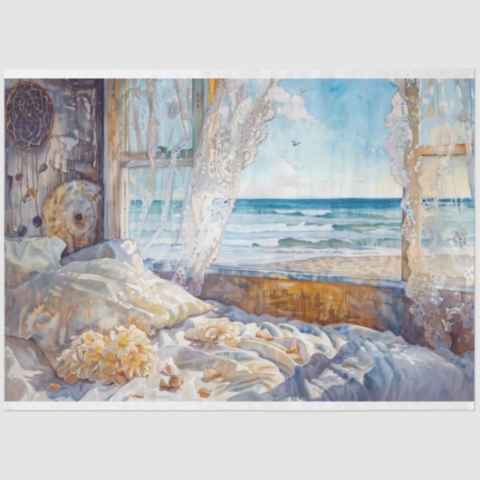 Wohnwagen am Meer Aussicht Decoupage Seidenpapier (Vorderseite)