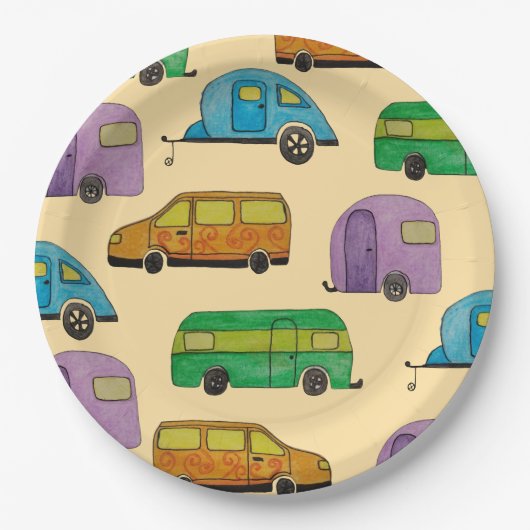 Wohnwagen Camping Pappteller (Vorderseite)
