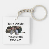 Wohnwagen mit Wohnwagen Foto Happy Camper Schlüsselanhänger (Rückseite)