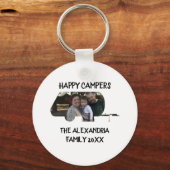 Wohnwagen mit Wohnwagen Foto Happy Camper Schlüsselanhänger (Vorderseite)