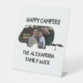 Wohnwagen mit Wohnwagen Foto Happy Camper Sockelschild (Vorderseite)