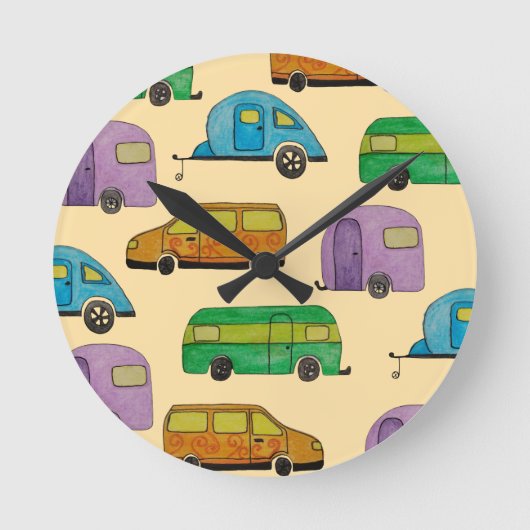 Wohnwagen Runde Wanduhr (Vorderseite)
