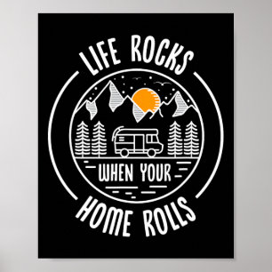Wohnwagen Vintage Retro-Shirt Leben Rocks Sprüche Poster