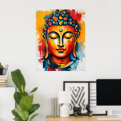 Wohnzimmer Abstrakte Buddha Mauer Kunst Poster (Heimbüro)