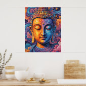 Wohnzimmer Abstrakte Buddha Pixel Art Poster (Küche)