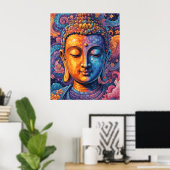 Wohnzimmer Abstrakte Buddha Pixel Art Poster (Heimbüro)