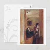 Wohnzimmer mit der Postkarte des Künstlers (Vorne/Hinten)