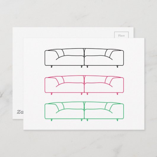 Wohnzimmer Modernes Sofa Postkarte (Vorne/Hinten)