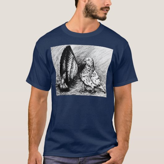 Wohnzimmer-Rollen-Tauben T-Shirt (Vorderseite)