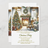 Wohnzimmer und Party der Weihnachtsbaume Einladung (Vorne/Hinten)