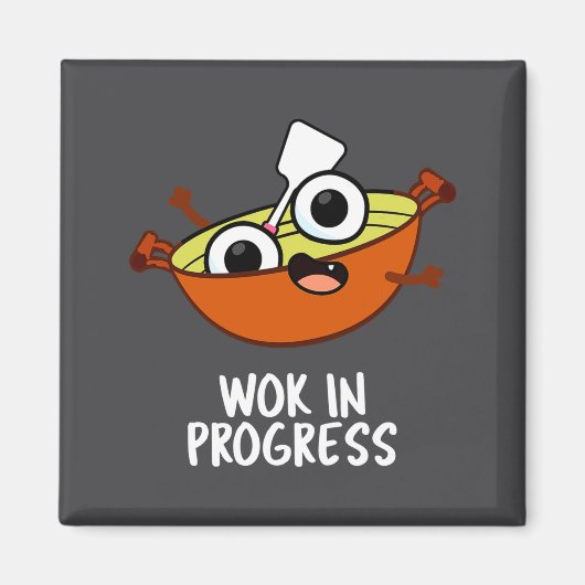 Wok in Arbeit Lustiger Kochwitz Magnet (Vorne)