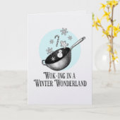 Wok Walking in a Winter Wonderland punny card Karte (Gelbe Blume)