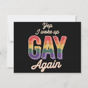 Woke Up Gay Pride Regenbogen Queer Gay CSD Party L Postkarte