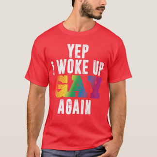 Woke Up Gay Pride Regenbogen Queer Gay CSD Party L T-Shirt