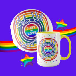 Woke Up Happy Again Rainbow with Stars Tasse