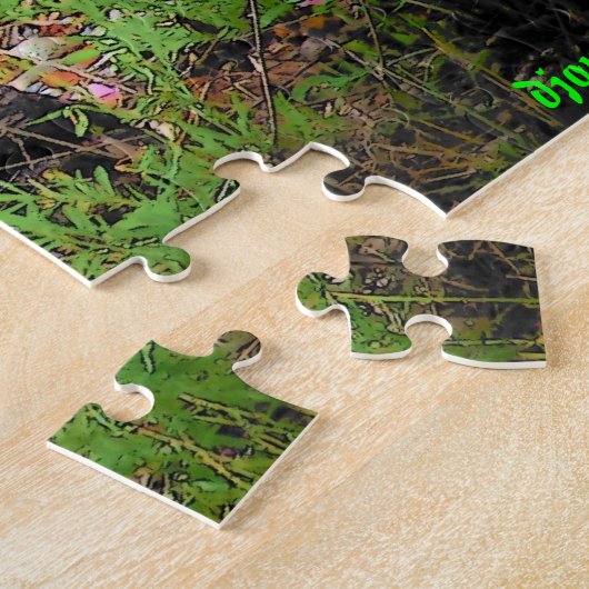 Wölbende schwarze Katze auf Treibholz Puzzle (Seite)