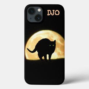 Wölbende schwarze Katze und Supermond iPhone 13 Hülle