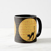 Wölbende schwarze Katze und Vollmond festlich Tasse (VorderseiteRechts)