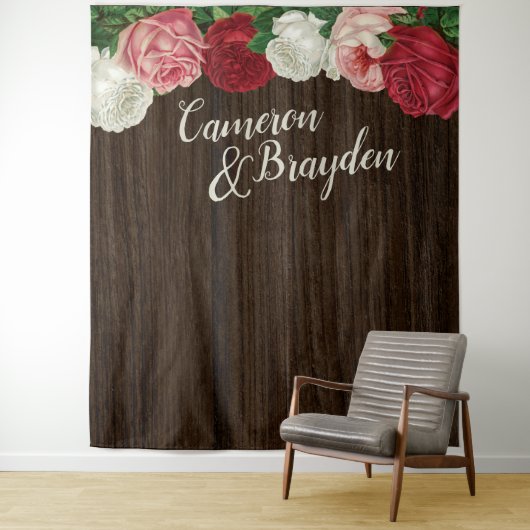 Wölbflorale Rustikale Hochzeitsfeier Hintergrund Wandteppich (Beispiel)