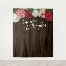 Wölbflorale Rustikale Hochzeitsfeier Hintergrund Wandteppich