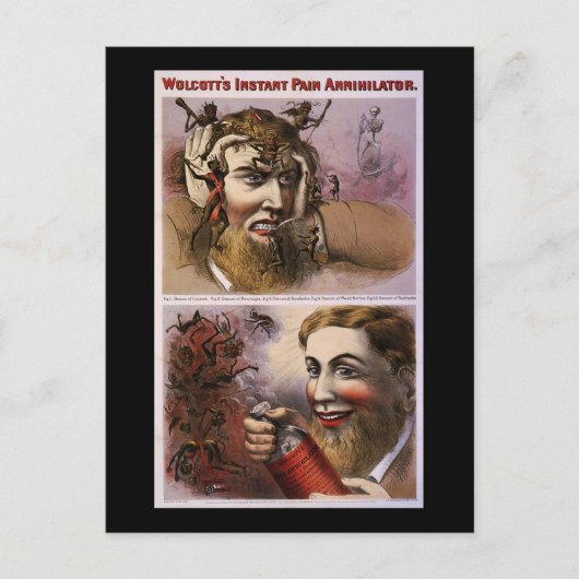 Wolcotts sofortiger Schmerzvernichter Postkarte (Vorderseite)