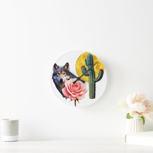 Wolf14: Runde Wanduhr (Zuhause)
