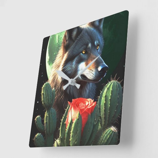 Wolf19: Quadratische Wanduhr (Winkel)