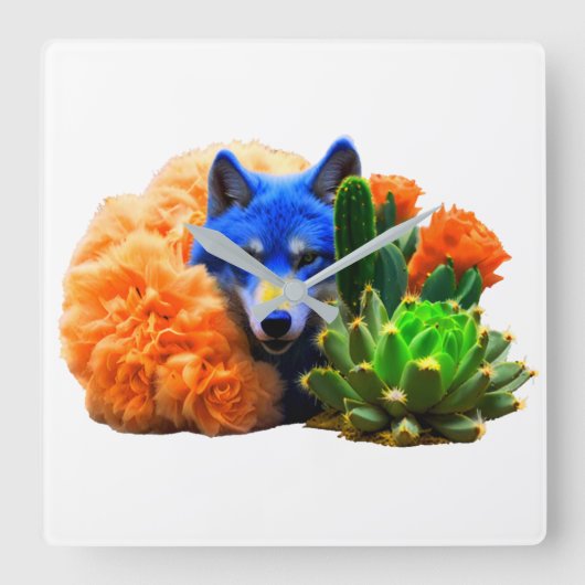 Wolf22: Quadratische Wanduhr (Vorderseite)