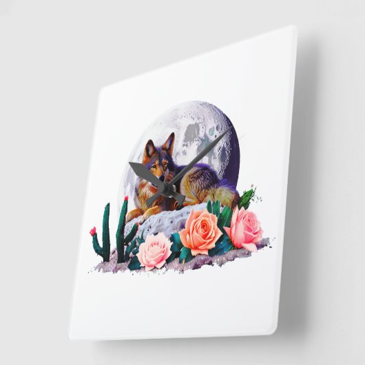 Wolf27: Quadratische Wanduhr (Winkel)