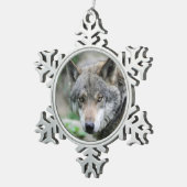 Wolf_011 Schneeflocken Zinn-Ornament (Rechts)