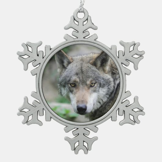 Wolf_011 Schneeflocken Zinn-Ornament (Vorderseite)