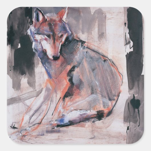 Wolf 2000 quadratischer aufkleber (Vorderseite)