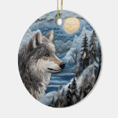 Wolf 3D Chirstmas Animal Keramik Ornament (Links)