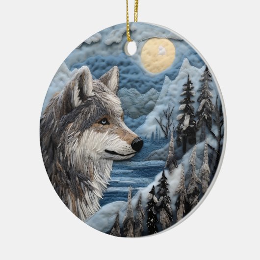 Wolf 3D Chirstmas Animal Keramik Ornament (Links)
