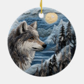 Wolf 3D Chirstmas Animal Keramik Ornament (Hinten)