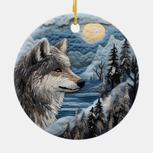 Wolf 3D Chirstmas Animal Keramik Ornament (Hinten)
