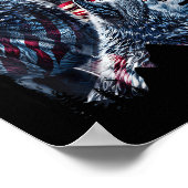 Wolf 4. Juli American Flag Howling Wolves Unde Poster (Ecke)