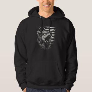 Wolf 4. Juli Amerikanische Flagge Heulend Patrioti Hoodie