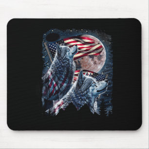 Wolf 4. Juli Amerikanische Flagge Heulende Wölfe U Mousepad