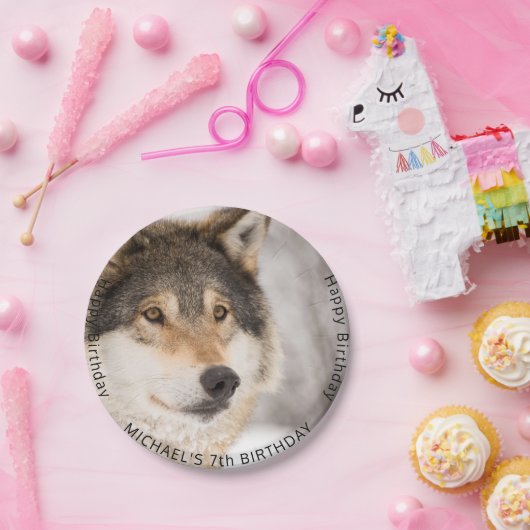 Wolf 7. Geburtstagsknabe Pappteller (Party)