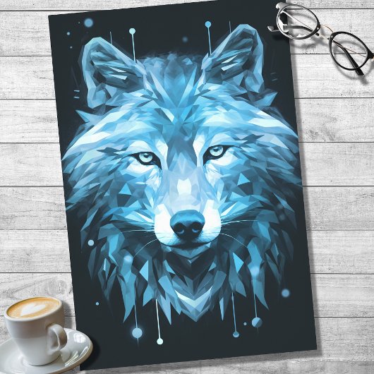 Wolf Abstrakt Faceted Blue Decoupage Paper Seidenpapier
