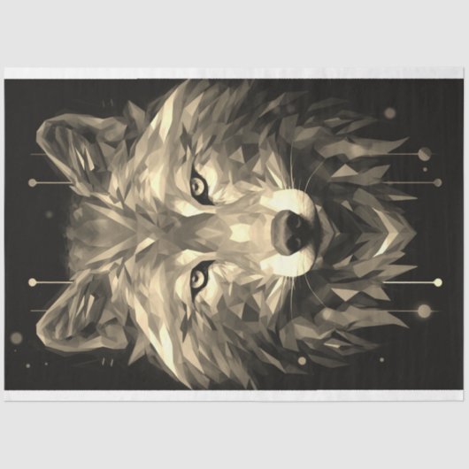 Wolf Abstrakt Faceted Sepia Decoupage Paper Seidenpapier (Vorderseite)