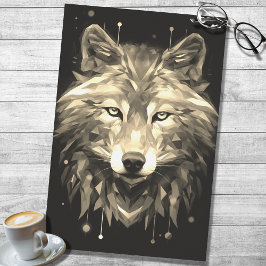 Wolf Abstrakt Faceted Sepia Decoupage Paper Seidenpapier