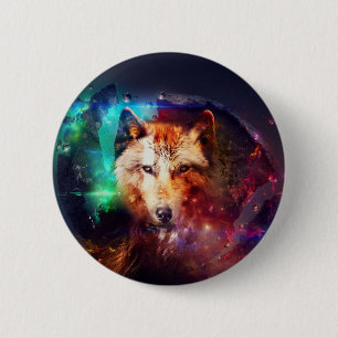 Wolf abstrakte Malerei Button