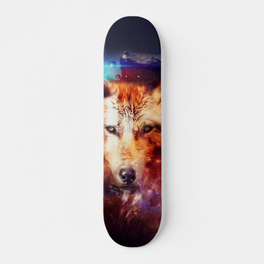 Wolf abstrakte Malerei Skateboard (Vorne)